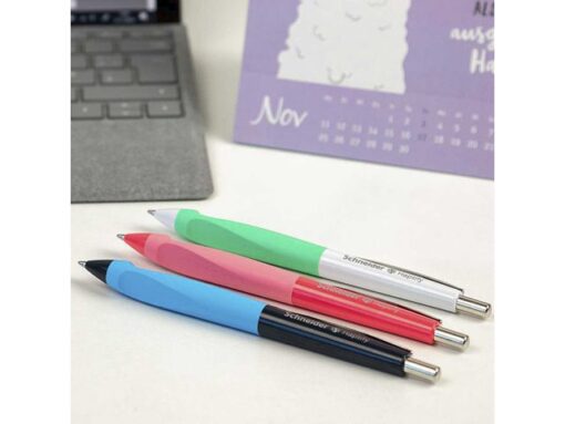 Balpen Schneider Haptify blauw omhulsel, blauwschrijvend