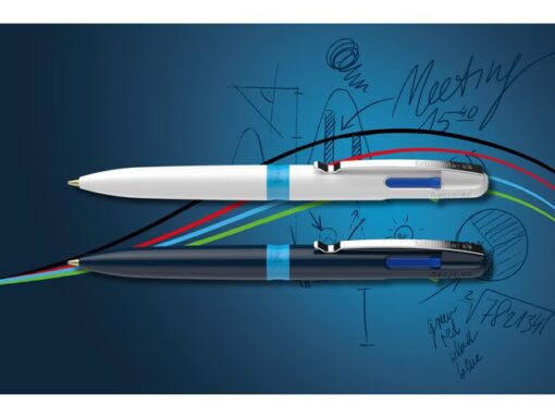 Balpen Schneider Take 4 wit/licht blauw
