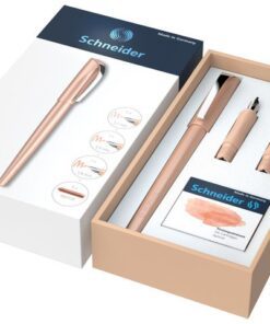 1.5mm en 1.8mm. Deze pen is compatibel met alle standaard inktpatronen en converters. Dit is een giftset en wordt geleverd met de Callissima vulpen Abrikoos 1.1mm en daarbij wordt een extra penpunt van 1.5mm en 1.8mm geleverd inclusief 1x6 inktpatronen. Schrijfkleur: Abrikoos.