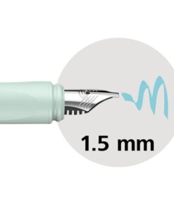 1.5mm en 1.8mm. Deze pennen zijn compatibel met alle standaard inktpatronen en converters.Vulpenpunt 1.5mm. Kleur: Mint.