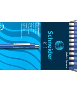 Klassieke drukbalpen met robuuste staalclip en metalen drukknop. De kleur van de pen geeft de schrijfkleur aan. Verwisselbare jumbovulling met slijtvaste edelstalen punt