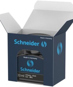Hersluitbaar inktpotje met 33 ml vloeibare inkt voor het navullen van vulpennen met piston converter. Inktkleur: zwart