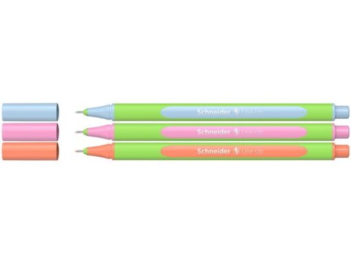 Fineliner Schneider Line-Up Pastel 0,4mm 3stuks op blister  abrikoos, roze en blauw