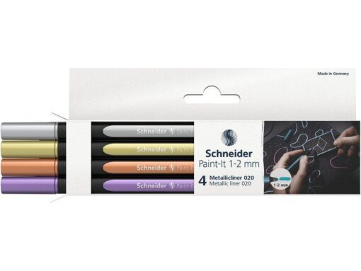 Metallic liner Schneider Paint-it 020 1-2mm etui 4st.       (metallic zilver, goud, koper