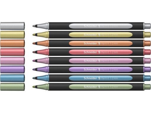 Metallic liner Schneider Paint-it 020 1-2mm etui 8st.       (metallic zilver, goud, koper,
