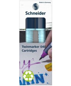 een fijne ronde punt (1mm) en een brushpunt. Het praktische aan deze twinmarkers is dat de ronde