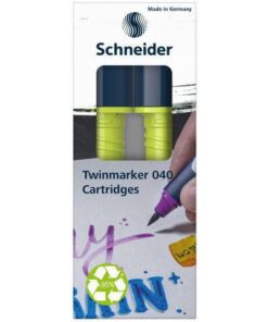 een fijne ronde punt (1mm) en een brushpunt. Het praktische aan deze twinmarkers is dat de ronde