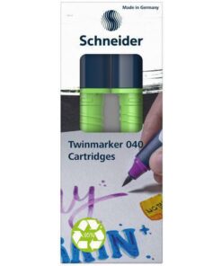 een fijne ronde punt (1mm) en een brushpunt. Het praktische aan deze twinmarkers is dat de ronde