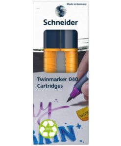 een fijne ronde punt (1mm) en een brushpunt. Het praktische aan deze twinmarkers is dat de ronde