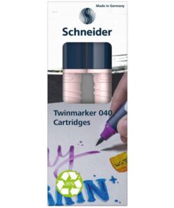 een fijne ronde punt (1mm) en een brushpunt. Het praktische aan deze twinmarkers is dat de ronde