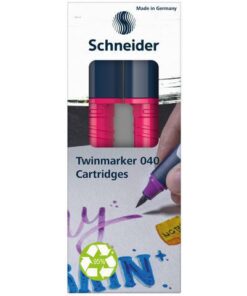 een fijne ronde punt (1mm) en een brushpunt. Het praktische aan deze twinmarkers is dat de ronde