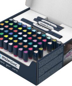 een fijne ronde punt (1mm) en een brushpunt. Het praktische aan deze twinmarkers is dat de ronde