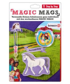 Vandaag zijn dieren een ware rage voor uw kinderen en de volgende dag kan dat maar zo weer iets anders zijn. De verandering van voorkeuren is meestal erg moeilijk met schooltassen. Niet met de schooltassen van Step by Step. Met onze magic mags kan uw kind de motieven op de schooltas gemakkelijk verwisselen of verwijderen zonder dat er resten achter blijven. De motieven klampen zich vast aan twee magnetische oppervlakken die in de schooltas zijn verwerkt. Bevat 2 magneten en 1 sleutelhanger. Deze vertrouwde themawerelden zijn ontwikkeld in samenwerking met spelgoedfabrikant Schleich.