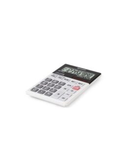 automatische uitschakeling. Praktische belastingberekening +/-. Geheugen met 3 knoppen. Automatische interpunctie en percentageberekening. Afmetingen LxBxH: 70 x 117 x 8 mm. Batterij: 1 x CR2016