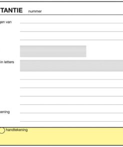 zoals datum en ontvanger. Doorslagen in kleur voor een goede organisatie. 1e en 2e blad bedrukt. 1e en 2e blad met 2-gaats perforatie. Uitscheurbaar door microperforatie. 56grams papier. Dekblad 200grams