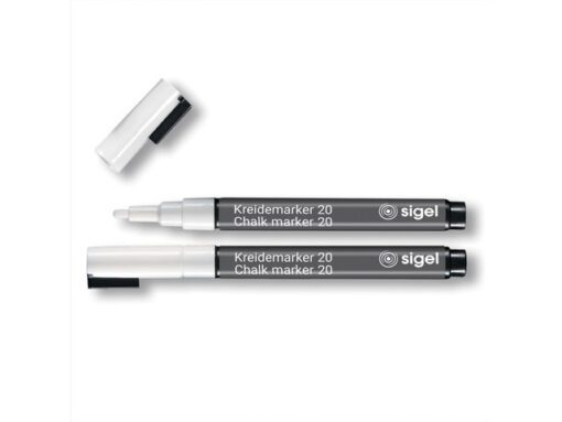 Krijtstift Sigel wit 2stuks ronde punt 1-2 mm