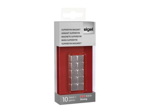 Magneten Sigel voor glasbord set 10stuks zilverkleurig C5   sterk 10x10x10mm