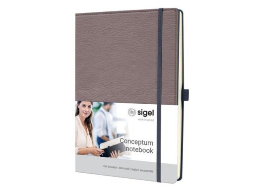 Sigel Notitieboek Conceptum A4 taupe punt-gelijnd 194pag 80gr HC