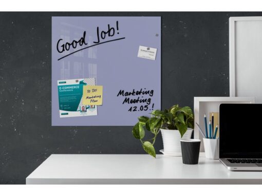 Glasmagneetbord Sigel lavendel 480x480x15mm 3 magn +        bevestigingsmateriaal