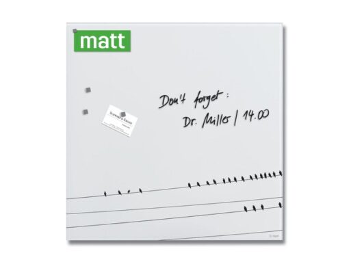 Glasmagneetbord Sigel mat LITTLE BIRDS 480x480x15mm 3 magn  + bevestigingsmat.