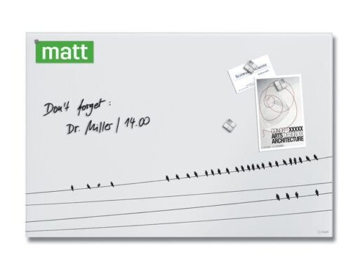 Glasmagneetbord Sigel mat LITTLE BIRDS 600x400x15mm 3 magn  + bevestigingsmat.