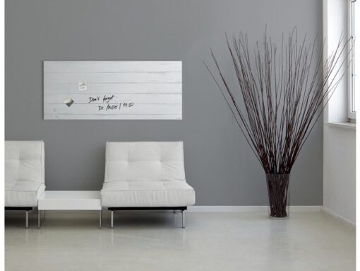 Glasmagneetbord Sigel mat WHITE WOOD 1300x550x15mm 3 magn + bevestigingsmat.