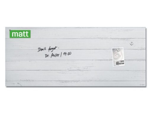 Glasmagneetbord Sigel mat WHITE WOOD 1300x550x15mm 3 magn + bevestigingsmat.