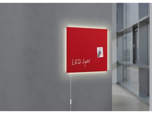 Glasmagneetbord Sigel Artverum LED light 480x480x15 rood