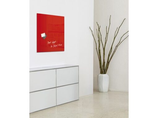 Glasmagneetbord Sigel Artverum LED light 480x480x15 rood
