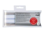 Glasboardmarker Sigel 2-3mm ronde punt 2 stuks in etui wit