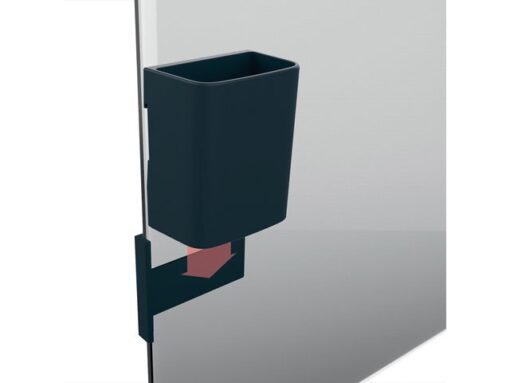 Sigel Stiftenkoker S, antraciet, inclusief magnetische clip voor  bevestiging aan het glas-magneetbord, kunststof, 75x94x51