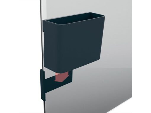 Sigel Stiftenkoker M, antraciet, inclusief magnetische clip voor  bevestiging aan het glas-magneetbord, kunststof, 120x94x51
