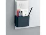 Sigel Stiftenkoker M, antraciet, inclusief magnetische clip voor  bevestiging aan het glas-magneetbord, kunststof, 120x94x51
