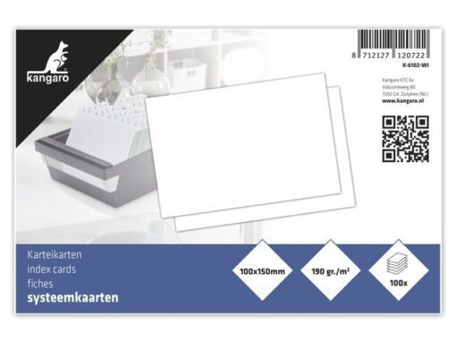 Kangaro KTC Systeemkaart Kangaro 100x150mm blanco 190 grams pak a 100   vel