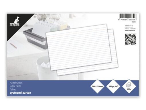 Kangaro KTC Systeemkaart Kangaro 125x200mm lijn 190 grams pak a 100 vel