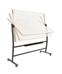 Whiteboard Rocada Natural 129x100cm wit mobiel 2-zijdig