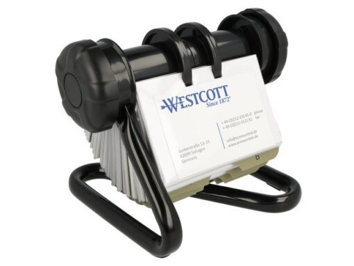 Rolodex Westcott zwart 16x14x13cm met 200 hoezen