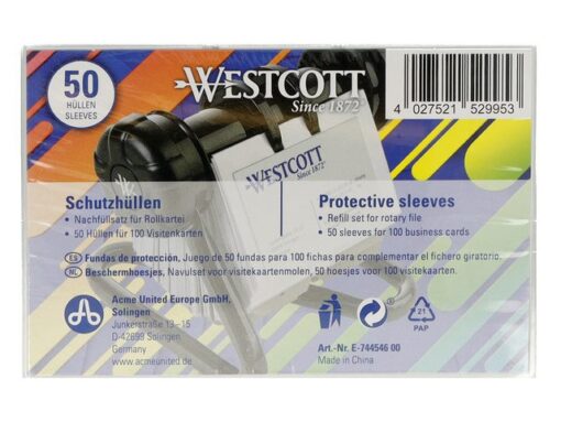 Hoezen Westcott tbv Rolodex AC-E744539 50stuks              10,2x1,6x6,8cm