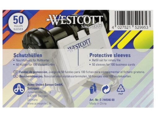 Hoezen Westcott tbv Rolodex AC-E744539 50stuks              10,2x1,6x6,8cm