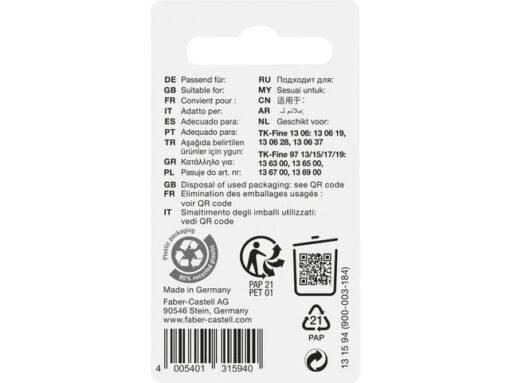 Faber Castell Reservegum Faber-Castell met reinigingsnaald set a 3 stuks