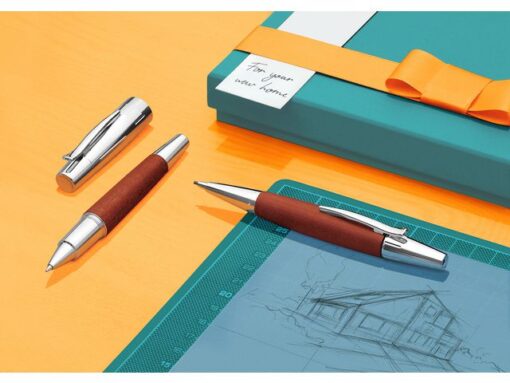 Faber Castell rollerball Faber-Castell E-motion perenhout chroom/bruin