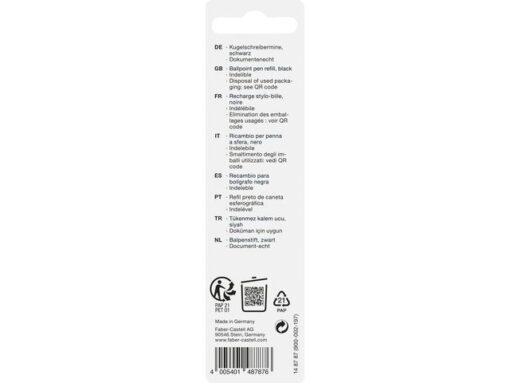 Faber Castell Vulling Faber-Castell Hexo balpen, B, Zwart op blisterkaart