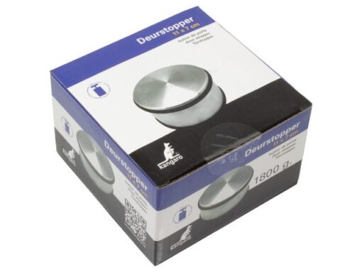 Kangaro KTC Deurstopper Kangaro metaal, hoog, chroom, 1800 gram,        afmeting: Ø11x7cm hoog