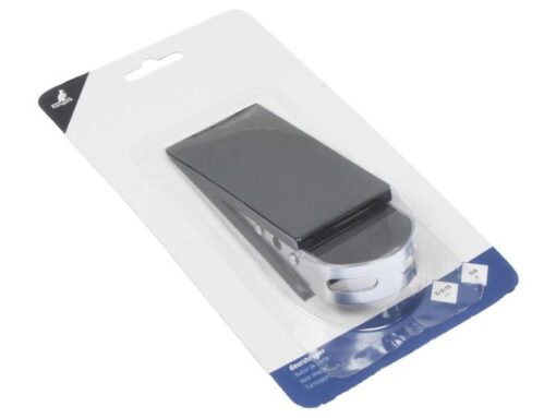 Kangaro KTC Deurstopper Kangaro wigvorm, zwart rubber met edelstalen    handgreep, 120 gram, afmeting: 5x13x3cm