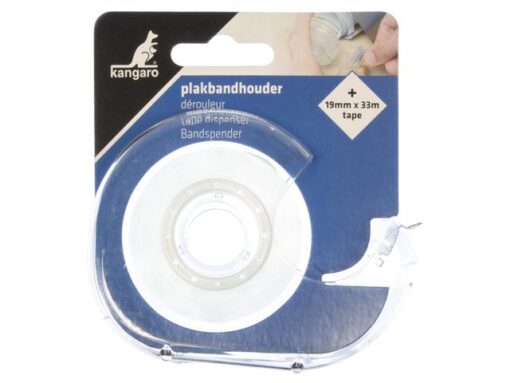 Plakbandhouder Kangaro kern 25 mm transparant met tape      19mmx33m