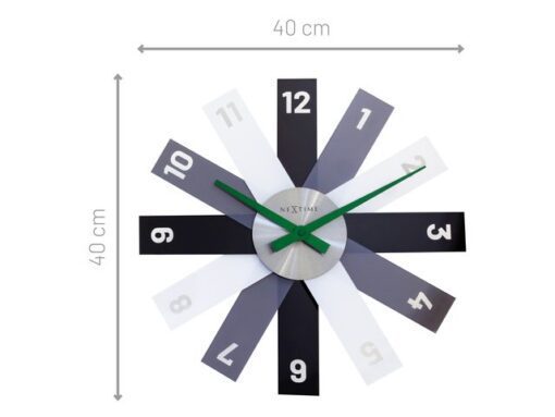 Design wandklok - 40cm- Stille klok - Zwart - Acryl -       NeXtime "Plexi"