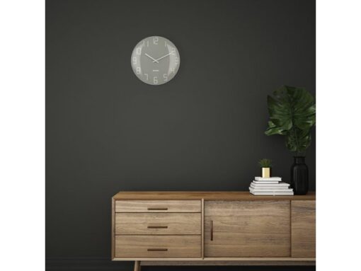 Wandklok Nextime dia 35cm bolvormig glas grijs kunststof    Shade