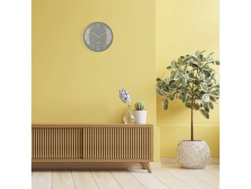 Wandklok Nextime dia 35cm bolvormig glas grijs kunststof    Shade