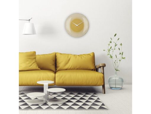 Wandklok Nextime dia 50cm bolvormig glas geel kunststof Deep