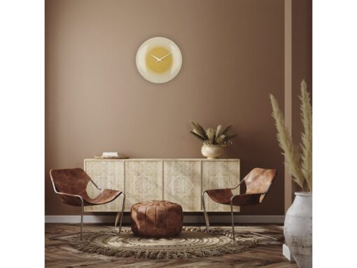 Wandklok Nextime dia 50cm bolvormig glas geel kunststof Deep